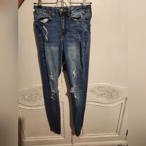 SO Blue Skinny Jeans with Distressed Details